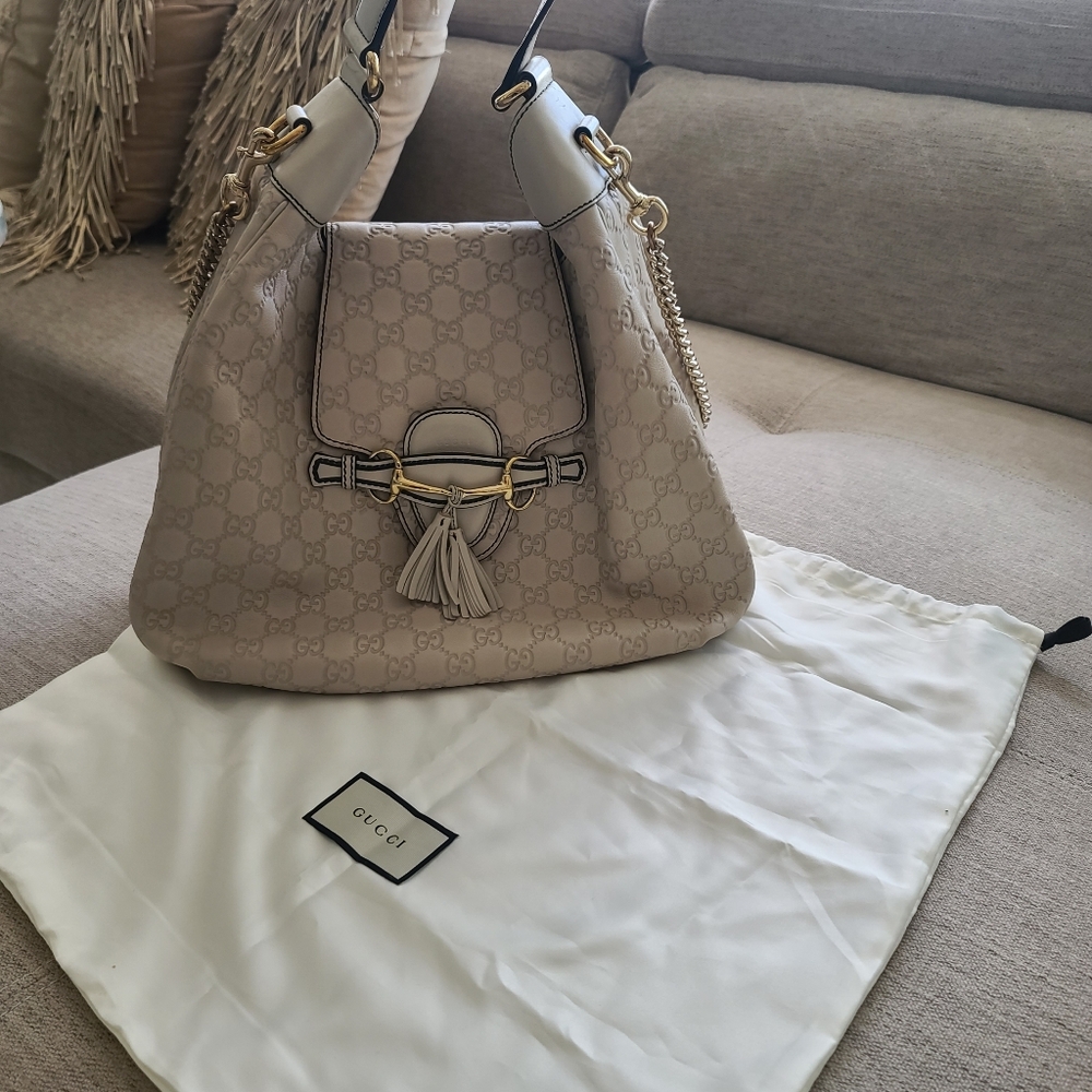 GUCCI Emily Guccissima Hobo Bag in Bone White AUTHENTIC/VERIFIED - Picture 6 of 14